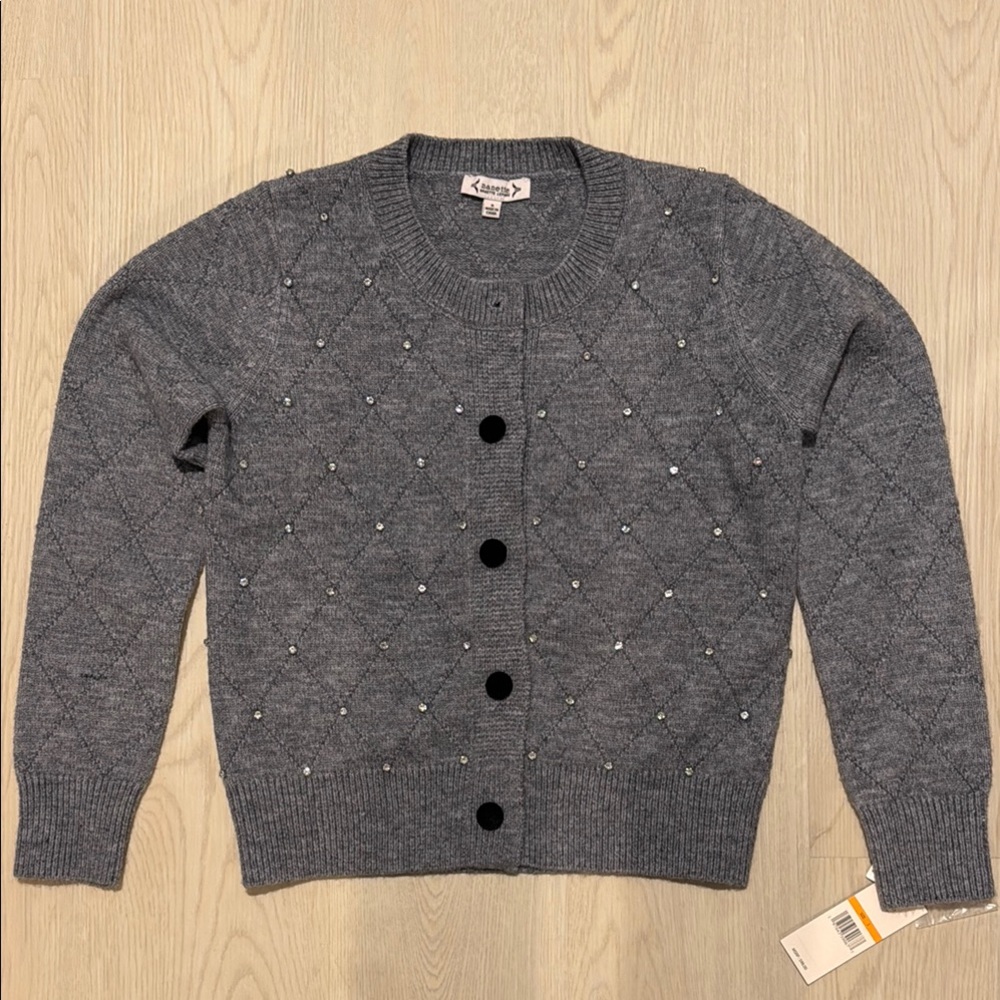 Nanette Lepore Gray Button down Sweater with Button Detail